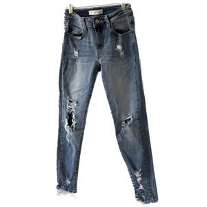 KanCan Midrise Distressed Skinny Crop Jeans